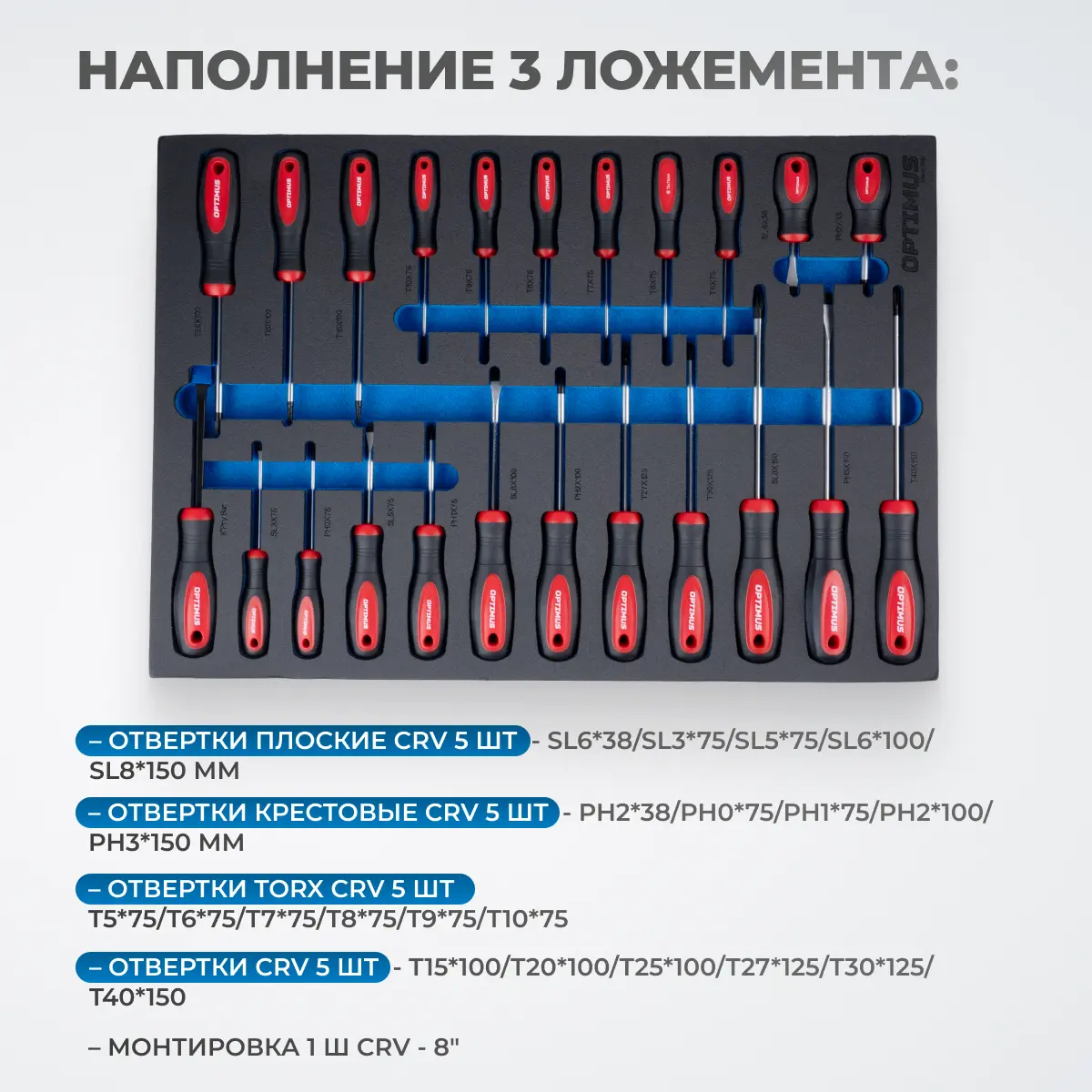 Инструментальная тележка с набором инструментов OPT-717M